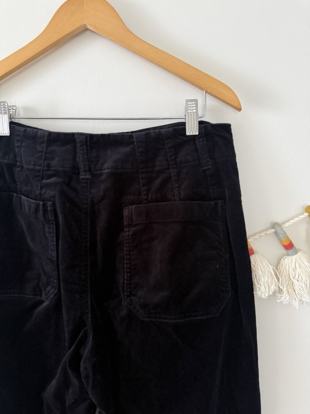 Anthropologie Maeve Colette Velvet High Rise Wide Leg Crop Pant Black Modest 30 - Picture 10 of 12